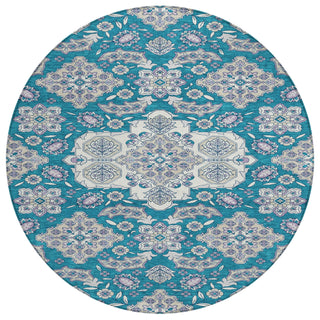 Piper Looms Chantille Global ACN1853 Teal Machine Washable Area Rug Round Main Image
