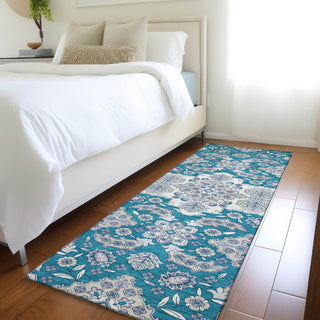 Piper Looms Chantille Global ACN1853 Teal Machine Washable Area Rug Runner Lifestyle Image Feature