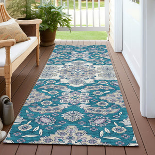Piper Looms Chantille Global ACN1853 Teal Machine Washable Area Rug Runner Outdoor Lifestyle Image Feature