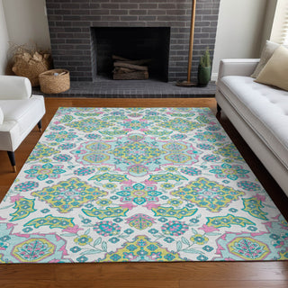 Piper Looms Chantille Global ACN1853 White Machine Washable Area Rug Lifestyle Image Feature