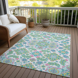 Piper Looms Chantille Global ACN1853 White Machine Washable Area Rug Outdoor Lifestyle Image Feature