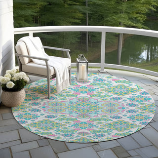 Piper Looms Chantille Global ACN1853 White Machine Washable Area Rug Round Outdoor Lifestyle Image Feature