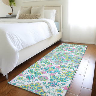 Piper Looms Chantille Global ACN1853 White Machine Washable Area Rug Runner Lifestyle Image Feature