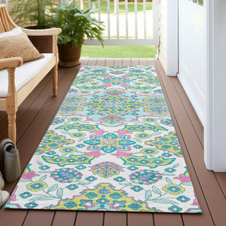 Piper Looms Chantille Global ACN1853 White Machine Washable Area Rug Runner Outdoor Lifestyle Image Feature