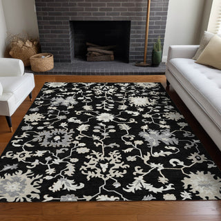 Piper Looms Chantille Global ACN1854 Black Machine Washable Area Rug Lifestyle Image Feature