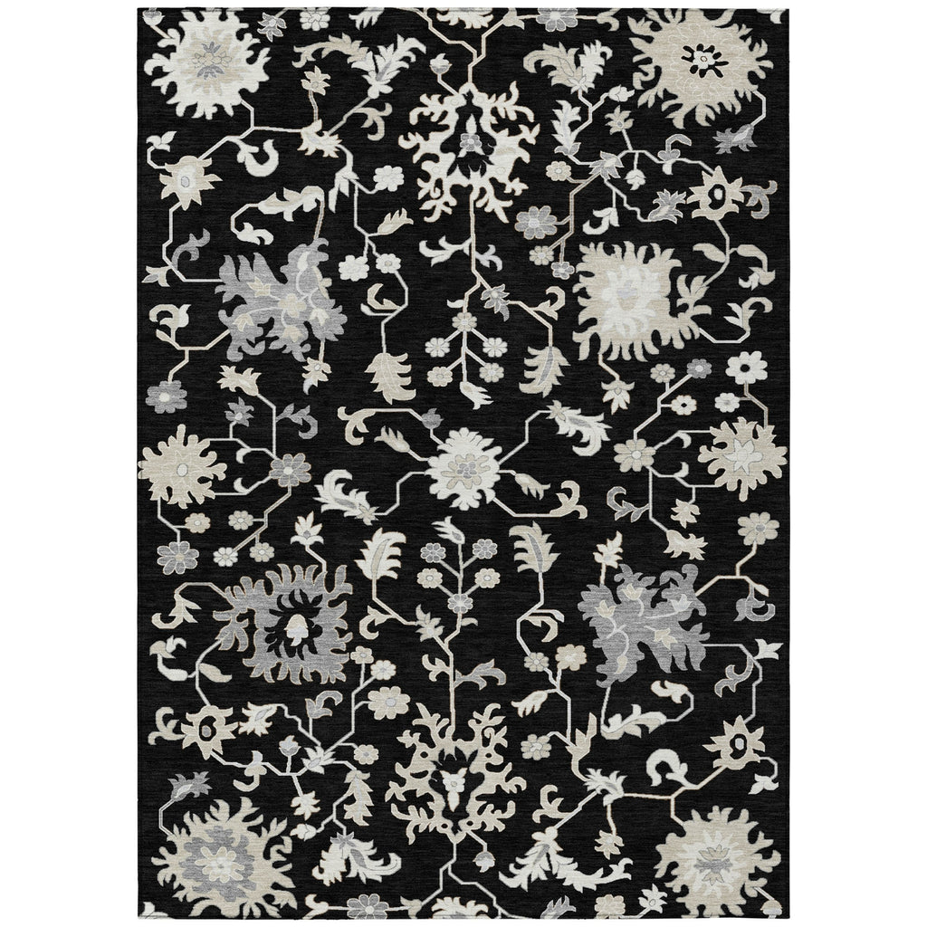 Piper Looms Chantille Global ACN1854 Black Machine Washable Area Rug main image