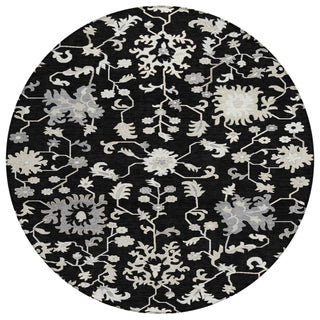 Piper Looms Chantille Global ACN1854 Black Machine Washable Area Rug Round Main Image