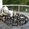 Piper Looms Chantille Global ACN1854 Black Machine Washable Area Rug Round Outdoor Lifestyle Image Feature