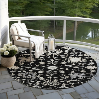 Piper Looms Chantille Global ACN1854 Black Machine Washable Area Rug Round Outdoor Lifestyle Image Feature