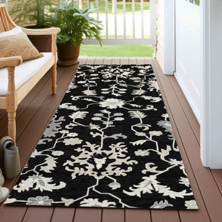 Piper Looms Chantille Global ACN1854 Black Machine Washable Area Rug Runner Outdoor Lifestyle Image Feature