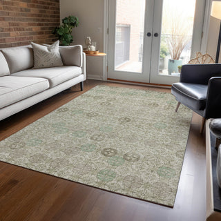 Piper Looms Chantille Geometric ACN1855 Beige Machine Washable Area Rug Lifestyle Image Feature