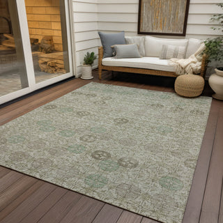 Piper Looms Chantille Geometric ACN1855 Beige Machine Washable Area Rug Outdoor Lifestyle Image Feature