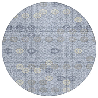 Piper Looms Chantille Geometric ACN1855 Blue Machine Washable Area Rug Round Main Image