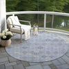 Piper Looms Chantille Geometric ACN1855 Blue Machine Washable Area Rug Round Outdoor Lifestyle Image Feature
