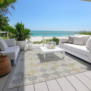 Piper Looms Chantille Geometric ACN1855 Ivory Machine Washable Area Rug Outdoor Lifestyle Image Feature