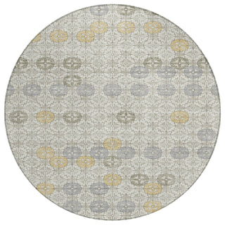 Piper Looms Chantille Geometric ACN1855 Ivory Machine Washable Area Rug Round Main Image