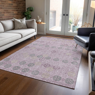 Piper Looms Chantille Geometric ACN1855 Plum Machine Washable Area Rug Lifestyle Image Feature