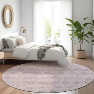 Piper Looms Chantille Geometric ACN1855 Plum Machine Washable Area Rug Round Lifestyle Image Feature