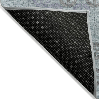 Piper Looms Chantille Geometric ACN1855 Teal Machine Washable Area Rug Backing Image