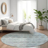 Piper Looms Chantille Geometric ACN1855 Teal Machine Washable Area Rug Round Lifestyle Image Feature
