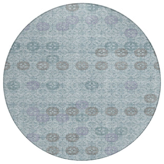 Piper Looms Chantille Geometric ACN1855 Teal Machine Washable Area Rug Round Main Image