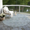 Piper Looms Chantille Geometric ACN1855 Teal Machine Washable Area Rug Round Outdoor Lifestyle Image Feature