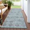 Piper Looms Chantille Geometric ACN1855 Teal Machine Washable Area Rug Runner Outdoor Lifestyle Image Feature