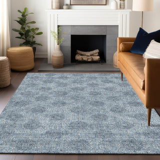 Piper Looms Chantille Damask ACN1856 Blue Machine Washable Area Rug Lifestyle Image Feature