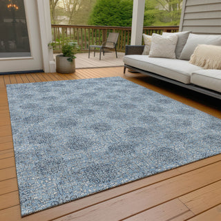 Piper Looms Chantille Damask ACN1856 Blue Machine Washable Area Rug Outdoor Lifestyle Image Feature