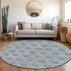 Piper Looms Chantille Damask ACN1856 Blue Machine Washable Area Rug Round Lifestyle Image Feature