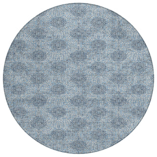 Piper Looms Chantille Damask ACN1856 Blue Machine Washable Area Rug Round Main Image