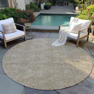Piper Looms Chantille Damask ACN1856 Copper Machine Washable Area Rug Round Outdoor Lifestyle Image Feature