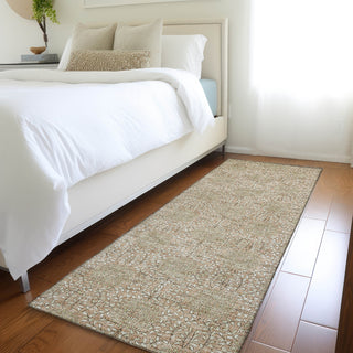 Piper Looms Chantille Damask ACN1856 Copper Machine Washable Area Rug Runner Lifestyle Image Feature