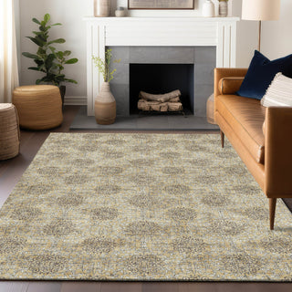 Piper Looms Chantille Damask ACN1856 Gold Machine Washable Area Rug Lifestyle Image Feature