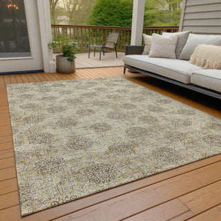 Piper Looms Chantille Damask ACN1856 Gold Machine Washable Area Rug Outdoor Lifestyle Image Feature