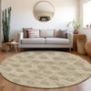 Piper Looms Chantille Damask ACN1856 Gold Machine Washable Area Rug Round Lifestyle Image Feature