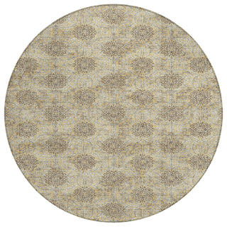Piper Looms Chantille Damask ACN1856 Gold Machine Washable Area Rug Round Main Image