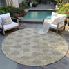 Piper Looms Chantille Damask ACN1856 Gold Machine Washable Area Rug Round Outdoor Lifestyle Image Feature