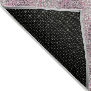 Piper Looms Chantille Damask ACN1856 Pink Machine Washable Area Rug Backing Image