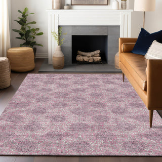 Piper Looms Chantille Damask ACN1856 Pink Machine Washable Area Rug Lifestyle Image Feature