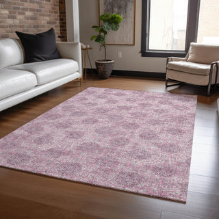 Piper Looms Chantille Damask ACN1856 Pink Machine Washable Area Rug Lifestyle Image Feature
