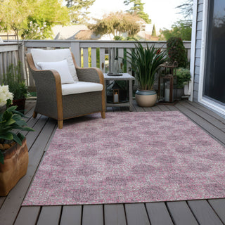 Piper Looms Chantille Damask ACN1856 Pink Machine Washable Area Rug Outdoor Lifestyle Image Feature