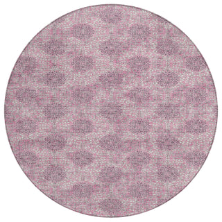 Piper Looms Chantille Damask ACN1856 Pink Machine Washable Area Rug Round Main Image