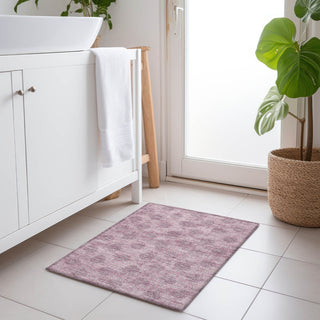 Piper Looms Chantille Damask ACN1856 Pink Machine Washable Area Rug Scatter Lifestyle Image Feature