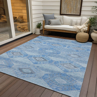 Piper Looms Chantille Aztec ACN1857 Blue Machine Washable Area Rug Outdoor Lifestyle Image Feature