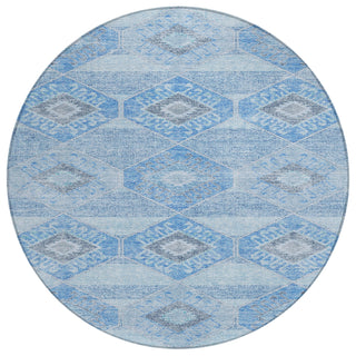 Piper Looms Chantille Aztec ACN1857 Blue Machine Washable Area Rug Round Main Image