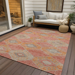 Piper Looms Chantille Aztec ACN1857 Coral Machine Washable Area Rug Outdoor Lifestyle Image Feature