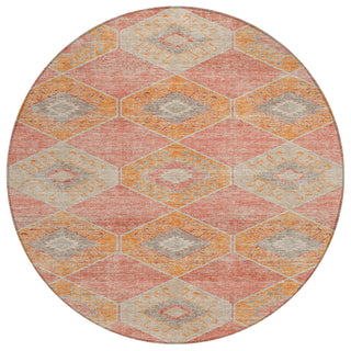 Piper Looms Chantille Aztec ACN1857 Coral Machine Washable Area Rug Round Main Image