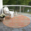 Piper Looms Chantille Aztec ACN1857 Coral Machine Washable Area Rug Round Outdoor Lifestyle Image Feature