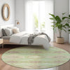 Piper Looms Chantille Aztec ACN1857 Green Machine Washable Area Rug Round Lifestyle Image Feature